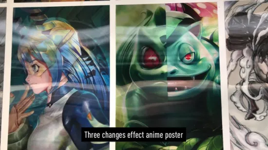 11X 17 Polegadas Impressão Lenticular Estilo Anime 3D Flip Poster